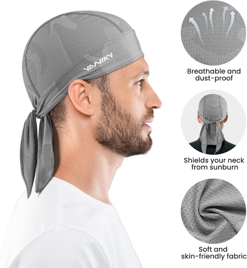 YANIKY Bandana Skull Caps for Men Women Quick-Drying Cooling Do Rag Breathable Durag Cap Helmet Liner for Cycling Running - Image 2